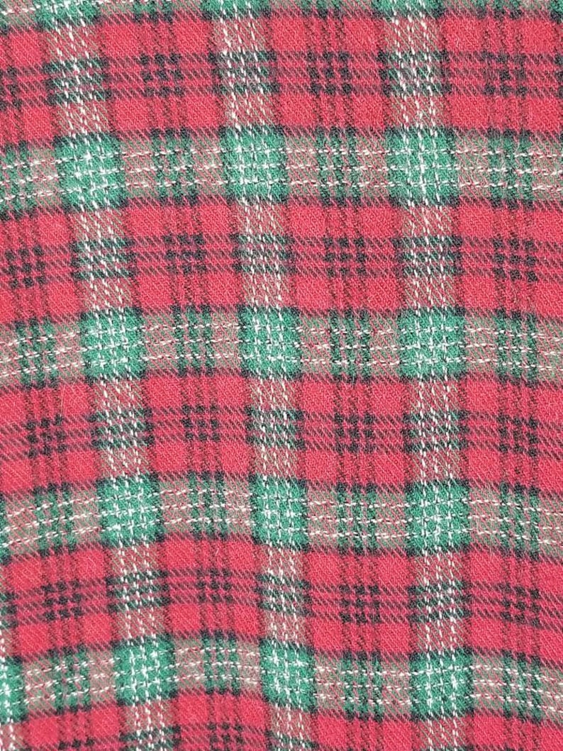 40s 50s mens red green plaid shirt, 16x33 image 8