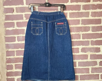 70s-80s denim skirt by Sasson, 25 waist, with pockets