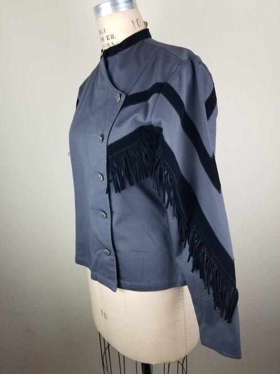 Western style jacket fringed ladies grey vintage … - image 4