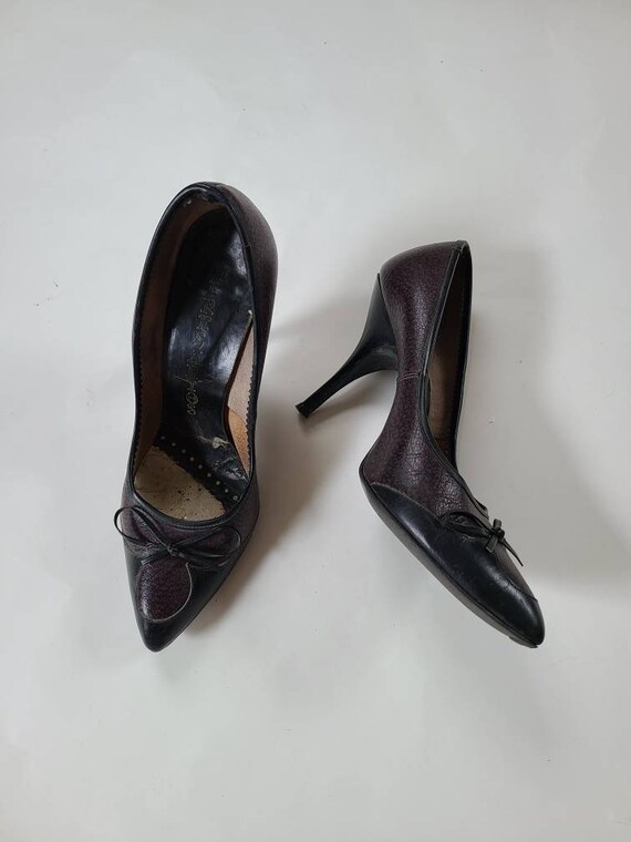 50s 6 1/2 stilettos, purple red black, leather sol