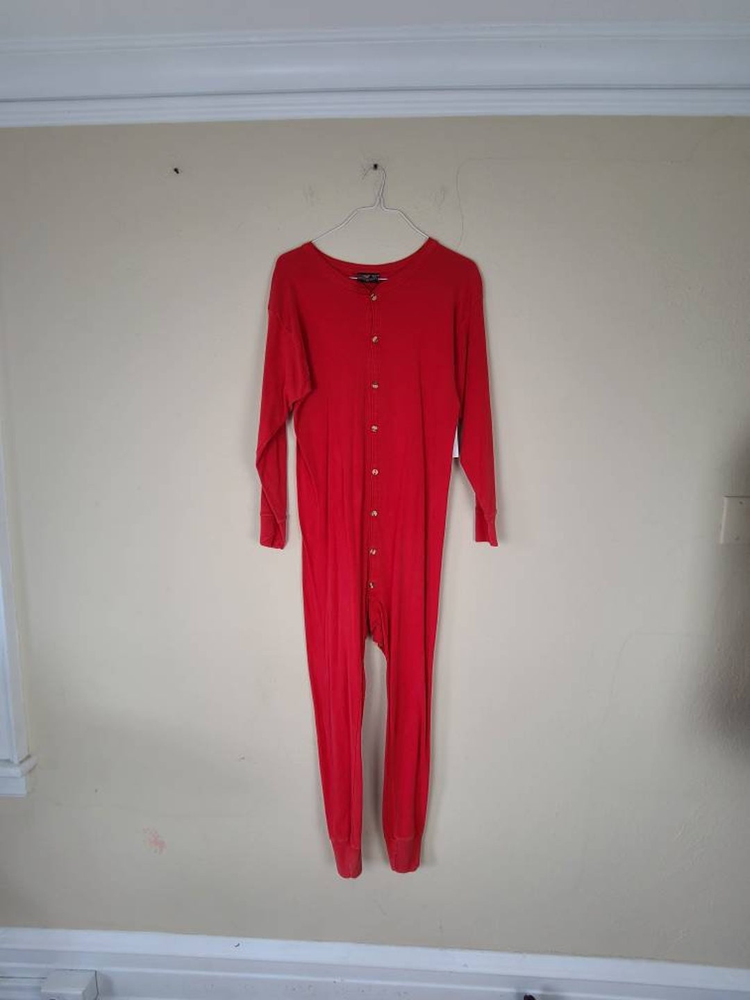 XL Red Union Suit Cotton, Vintage Long Underwear -  Canada