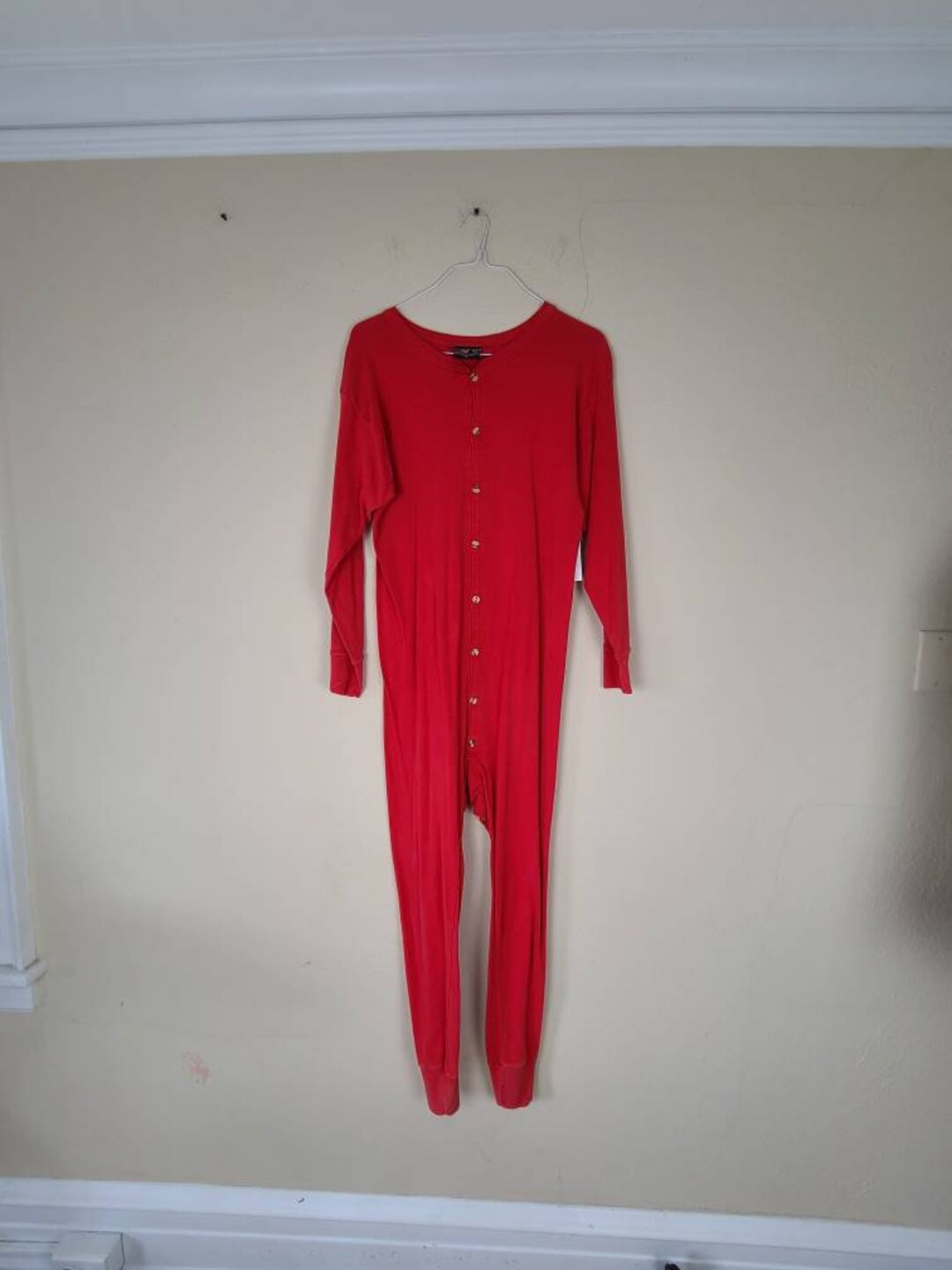 XL Red Union Suit Cotton Vintage Long Underwear Etsy