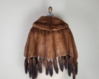 Mink Cape With Tails, Vintage Fur - Etsy