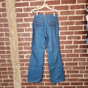 70s deadstock jeans, ladies, teen, size 9 Long, 26x33, VISCOUNT, vintage denim, new old stock, wide leg flare