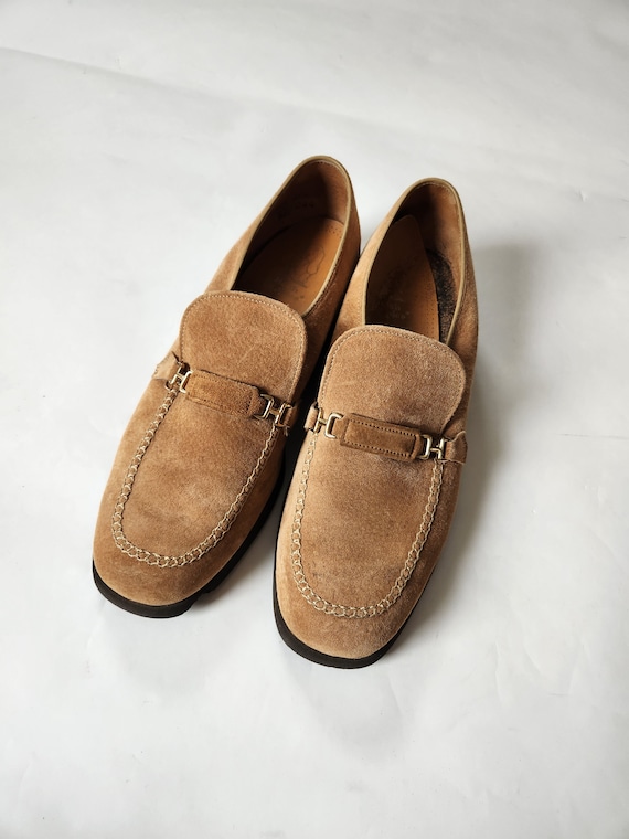 70s Loafers, Mens 9 1/2, Hush Puppies, Tan Suede, Slip Ons  display picture 1