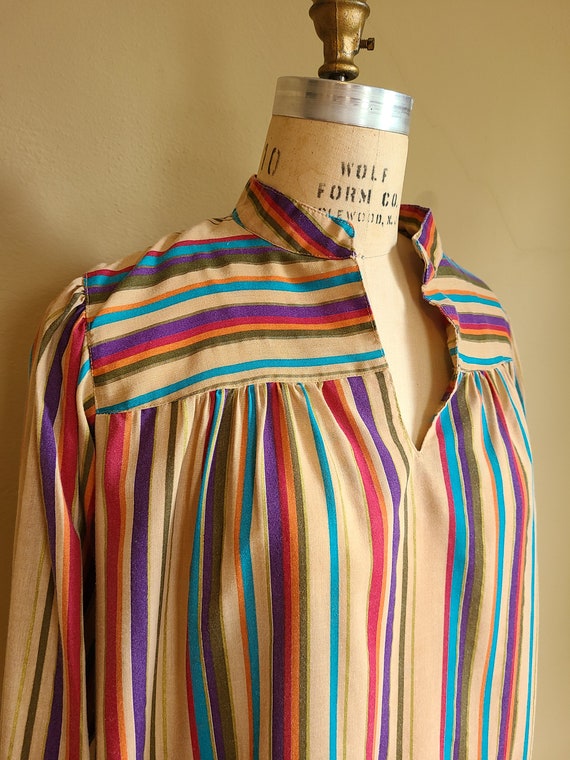 70s maternity top, lightweight cotton stripe, boh… - image 3