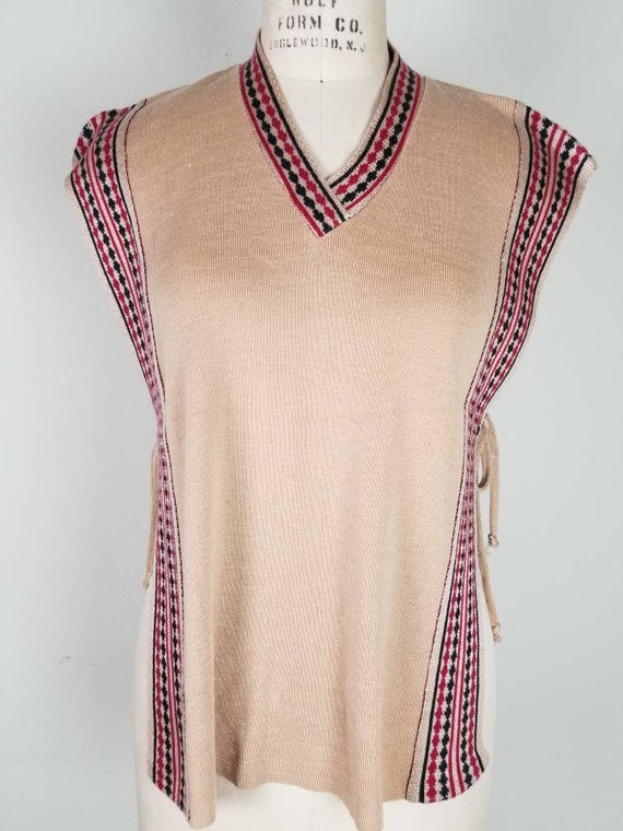 70s hippie vest, tie sides, acrylic Gem