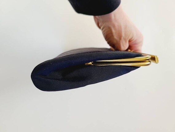 50s 60s navy clutch purse handbag - image 3