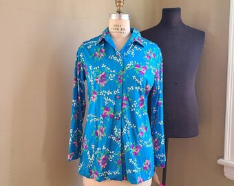 NEW 70s disco shirt, ladies medium, polyester,  deadstock, new with tags