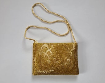 80s purse, new, gold beads, 1980s evening bag