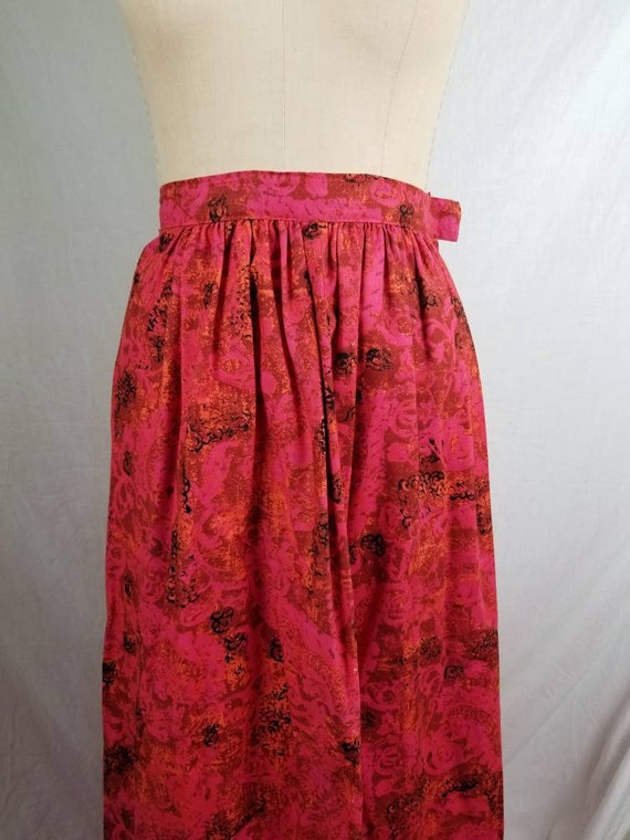 60s long skirt, pink red orange, handmade - image 1