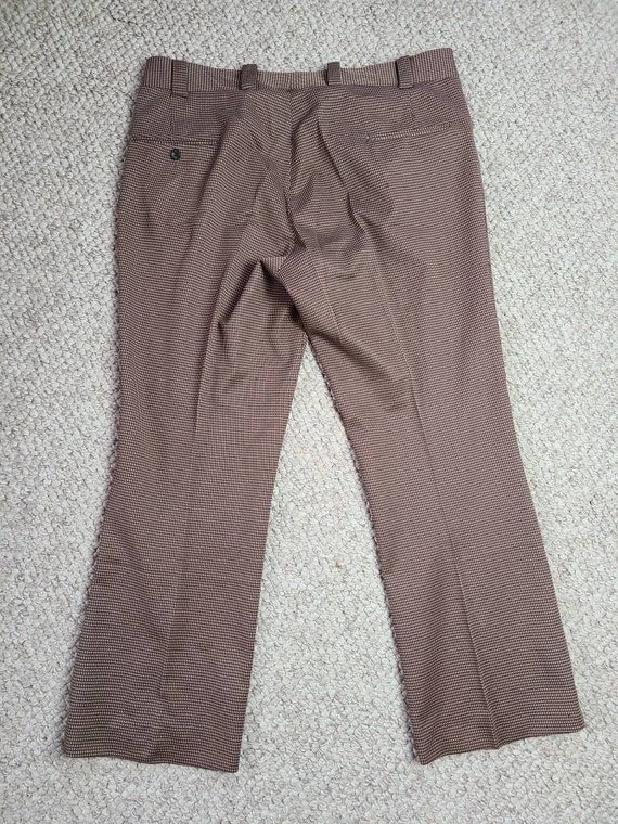 60s 70s mens pants, flare hem, polyester double k… - image 4