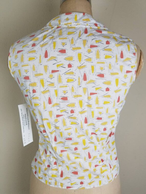 50s sleeveless blouse, ladies top,  boat pattern,… - image 3