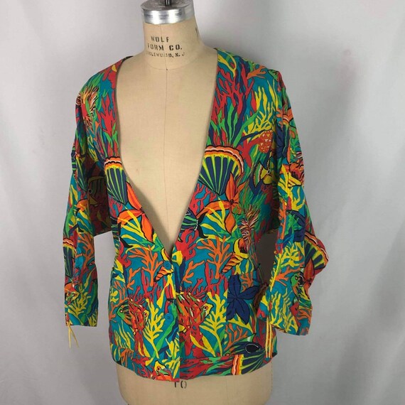 Vintage 1980s Colorful Fish Shirt-Jacket! - image 3
