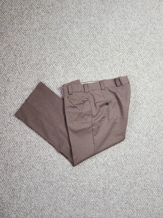 60s 70s mens pants, flare hem, polyester double k… - image 1