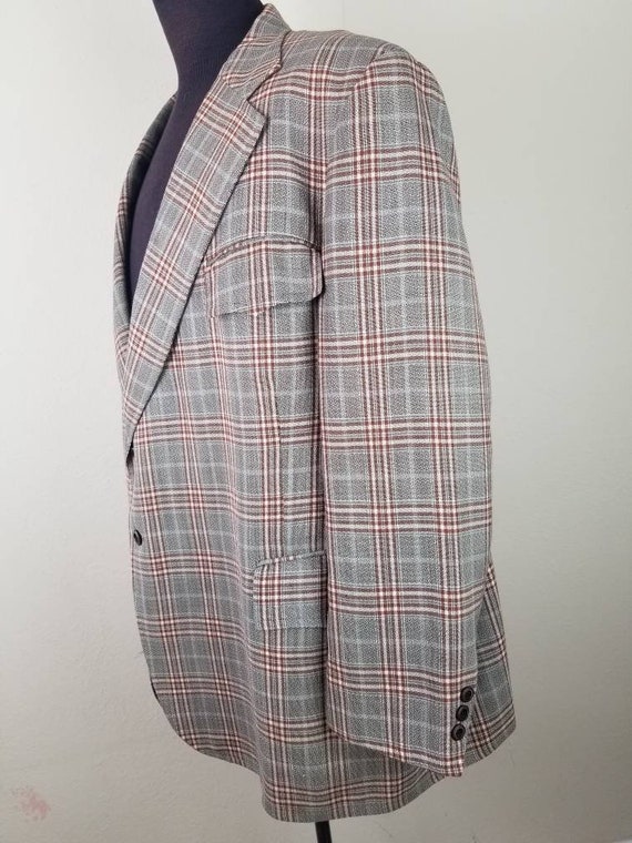 XXL 56R plaid sportcoat, vintage plaid blazer, pl… - image 4