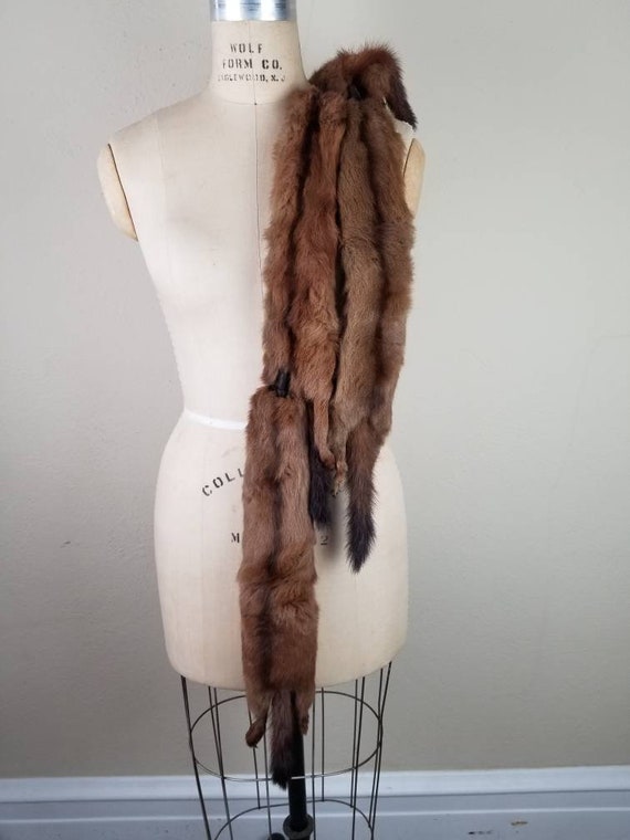 Mink stole, fur wrap, vintage, 4 whole minks, bro… - image 6