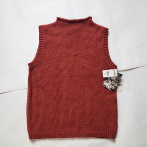 80s deadstock Woolrich vest, new with tags, ladies L large, brick color, high neck, sleeveless vest, cotton ramie