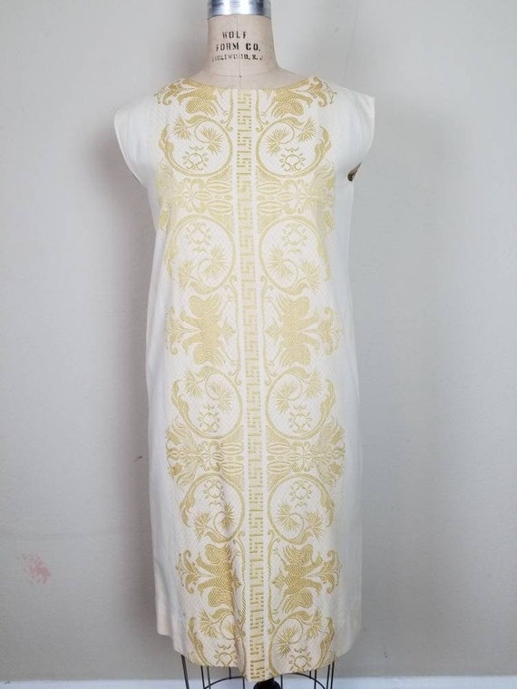 50s-60s beautiful dress, linen, hand woven, handm… - image 4