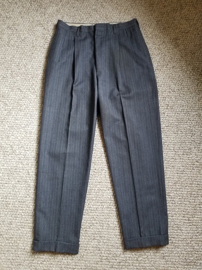 50s mens suit grey striped peg leg pants 44 chest 34 pant | Etsy