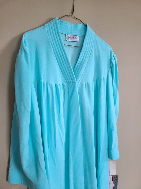 NWT, XXL 80s Vanity Fair Robe, aqua velour, deadst