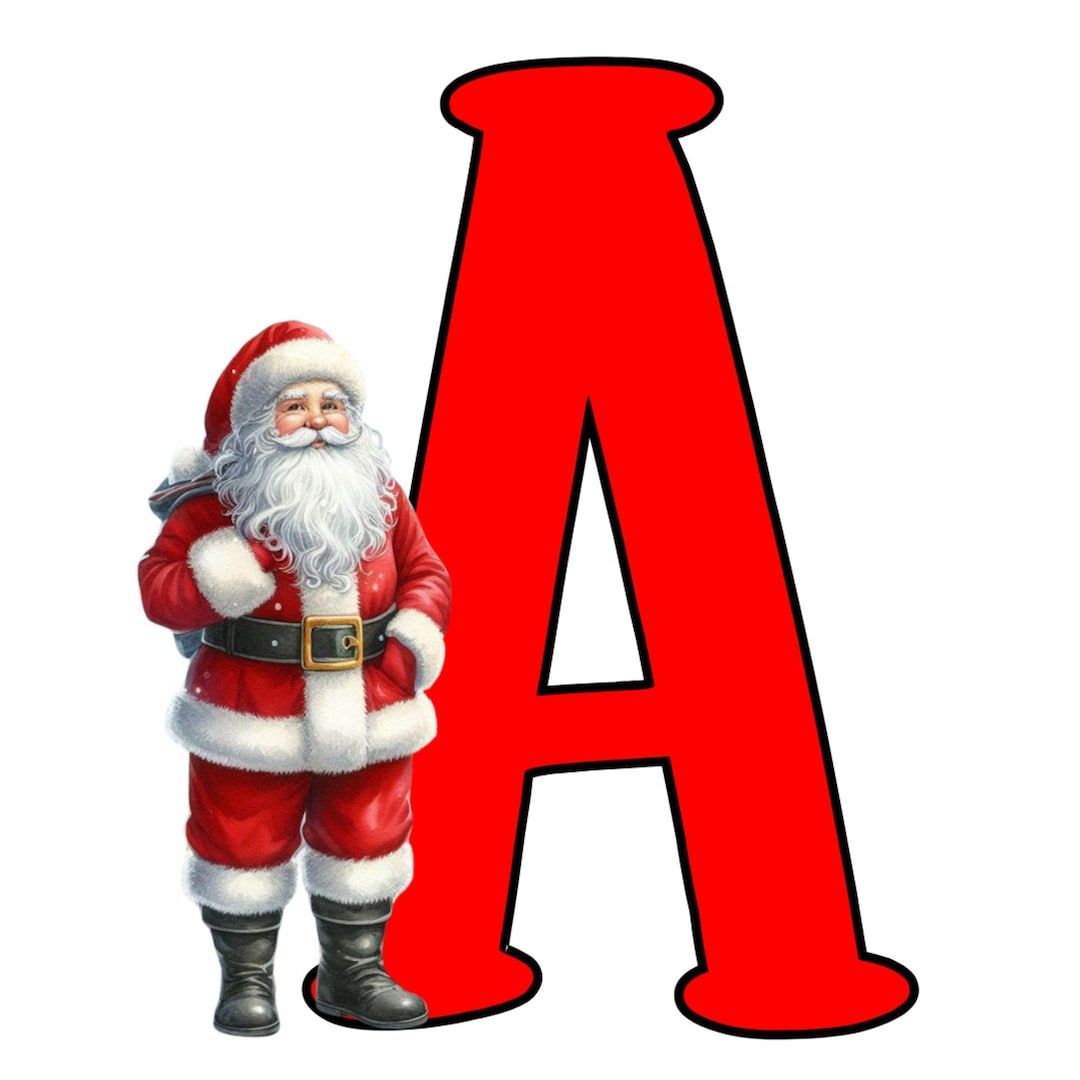 Red Santa Alphabet Clipart: 36 PNG & PDF Images. Instant Digital ...