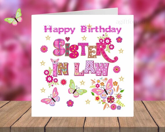 Joyeux Anniversaire Belle Sœur Carte De Vœux A Linterieur Etsy Canada