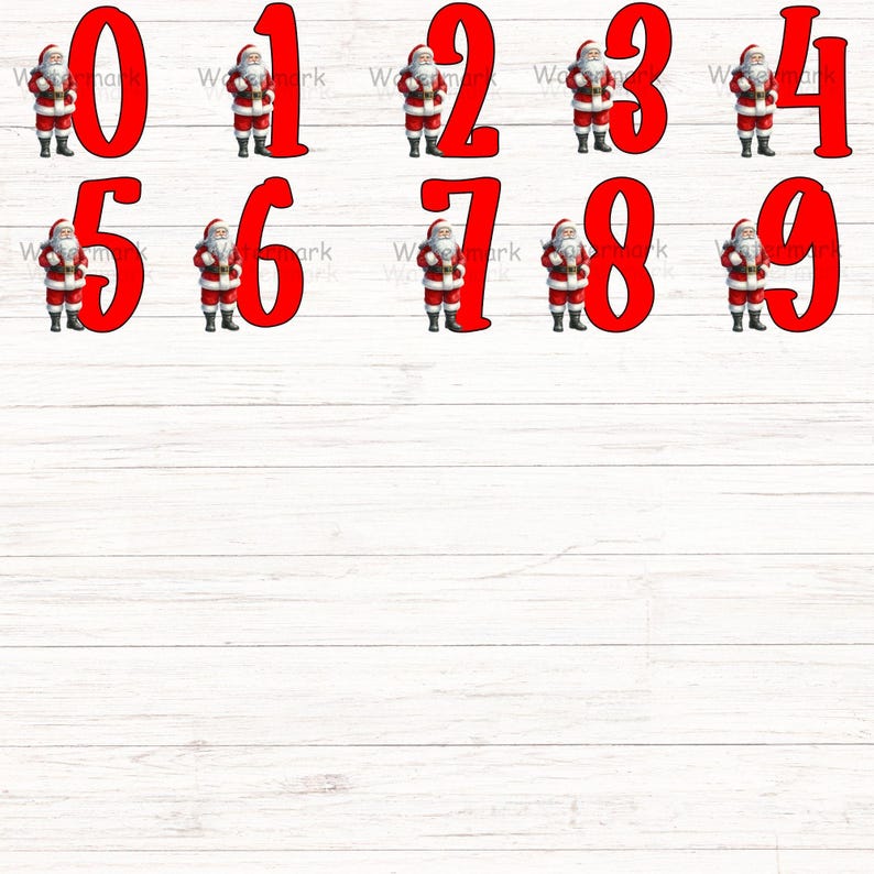 Red Santa Alphabet Clipart: 36 PNG & PDF Images. Instant Digital ...