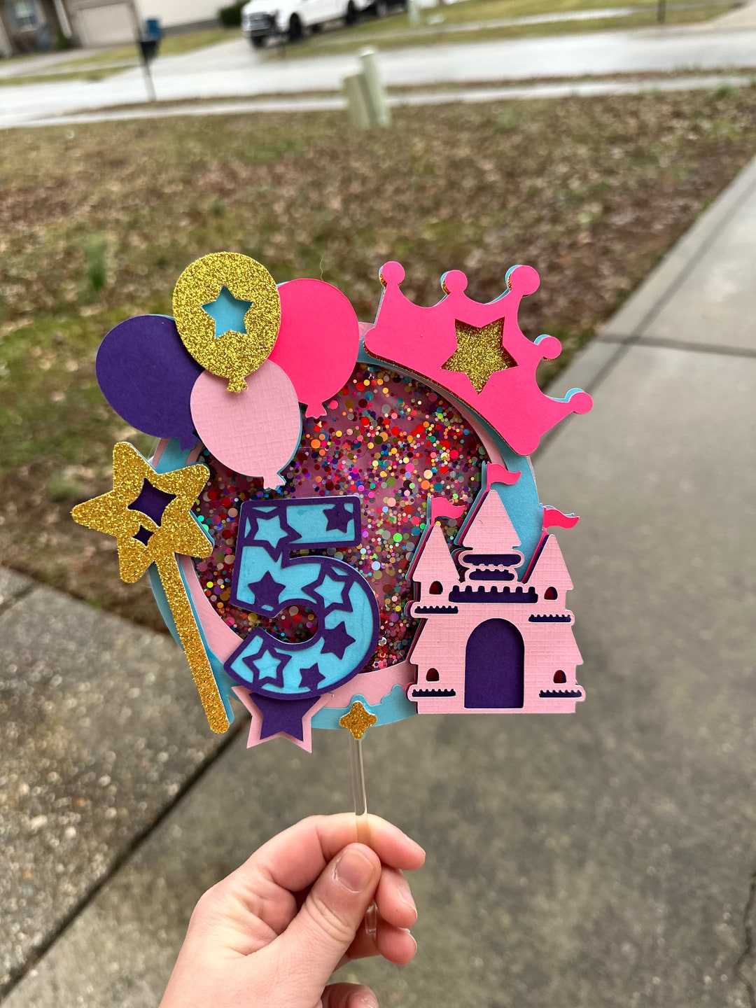 princess-castle-3d-cake-topper-shaker-etsy