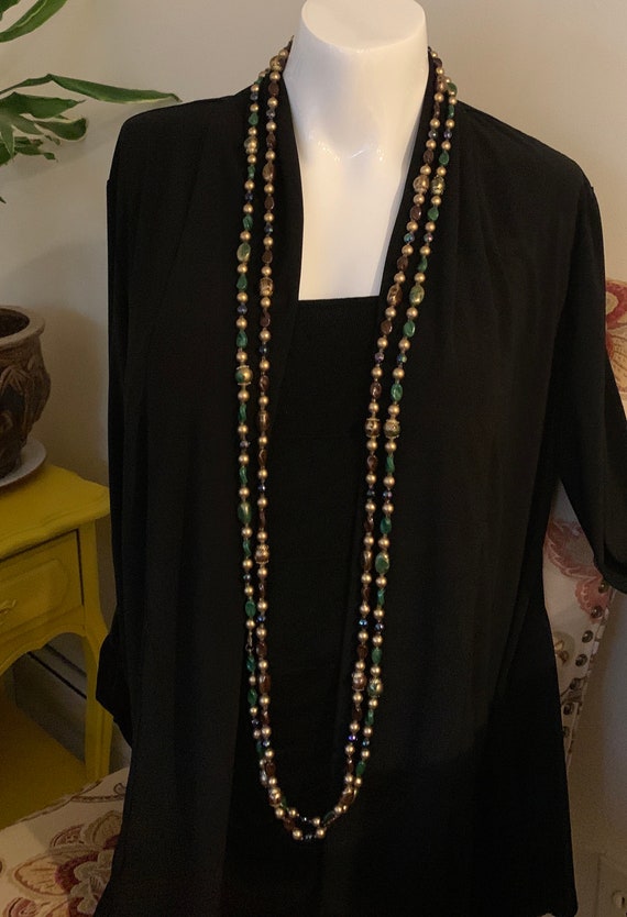 Beaded Necklaces Pair of Long Vintage Imitation Be