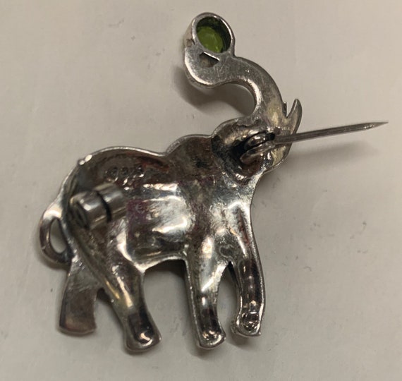 Marcasite and Sterling Elephant Brooch - image 10
