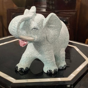Mid Century Baby Blue Elephant Indoor Planter