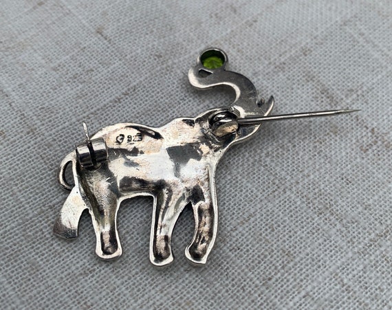 Marcasite and Sterling Elephant Brooch - image 3