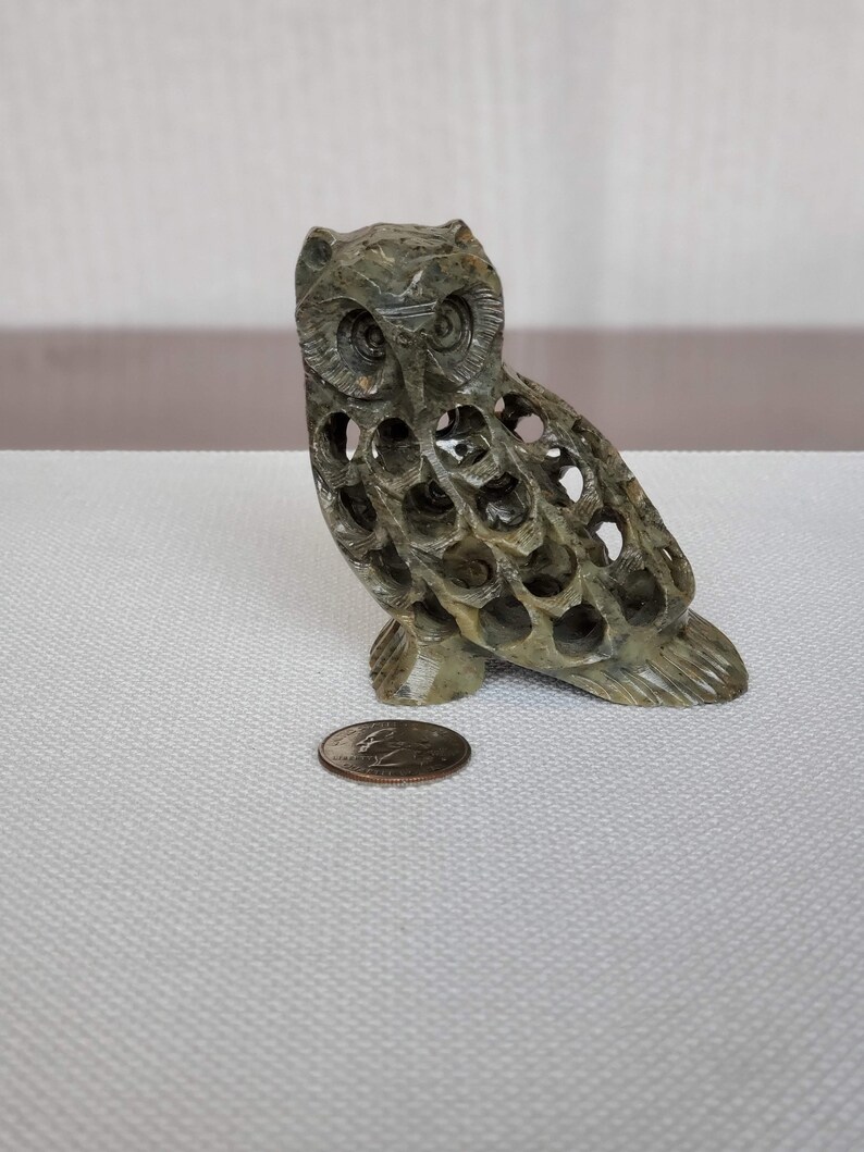 Grüne Seife Stein Eule Figur mit Baby Eule im Inneren Etsy