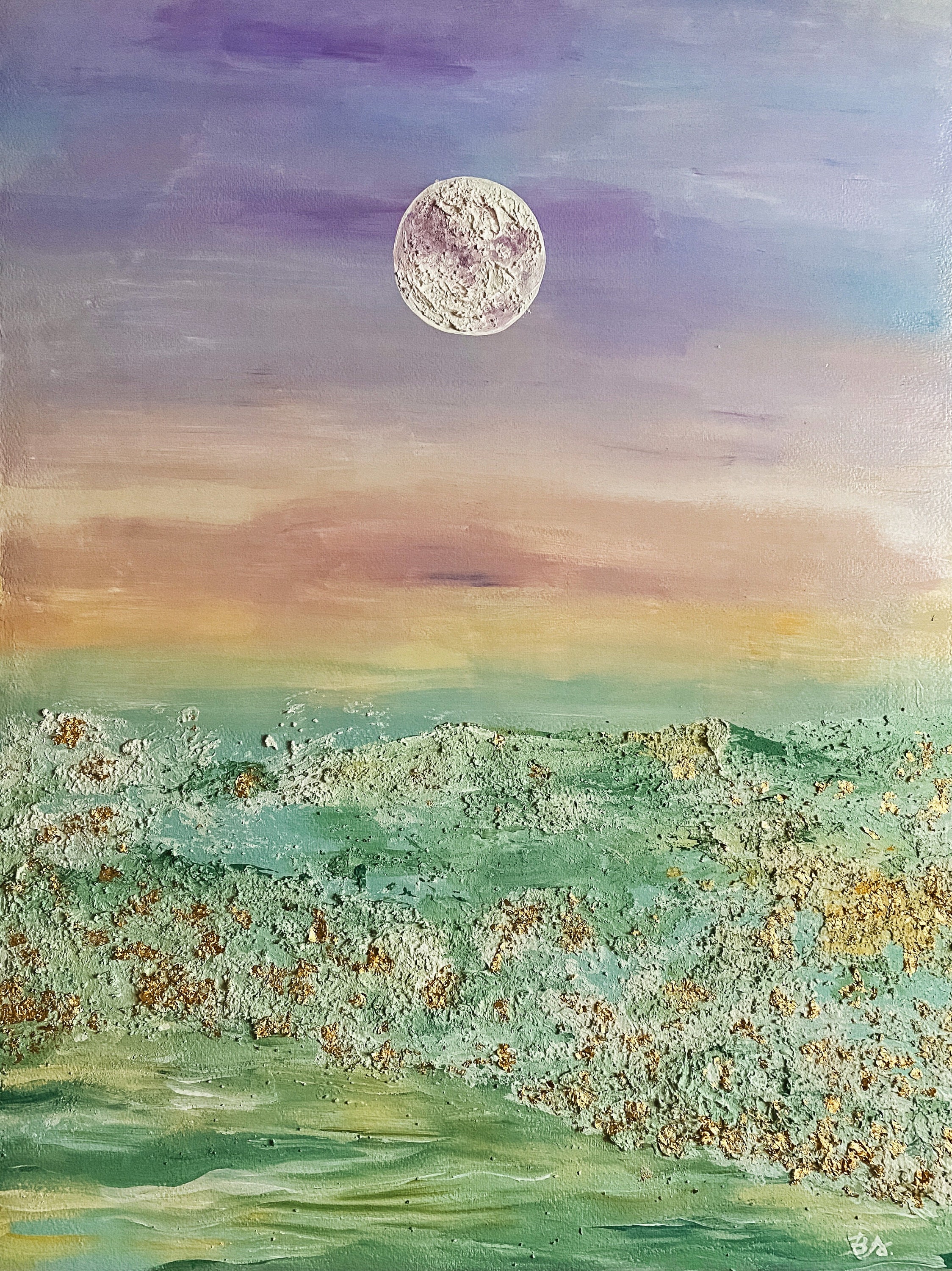 Modern Pastel Art Abstract Moon Painting Abstract Art Etsy