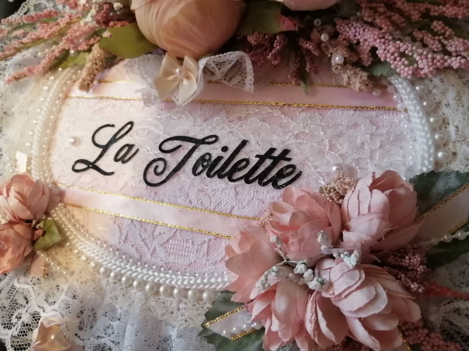 Shabby Chic Decor, Shabby Chic Bathroom, Wall Hanging, La Toilette Sign