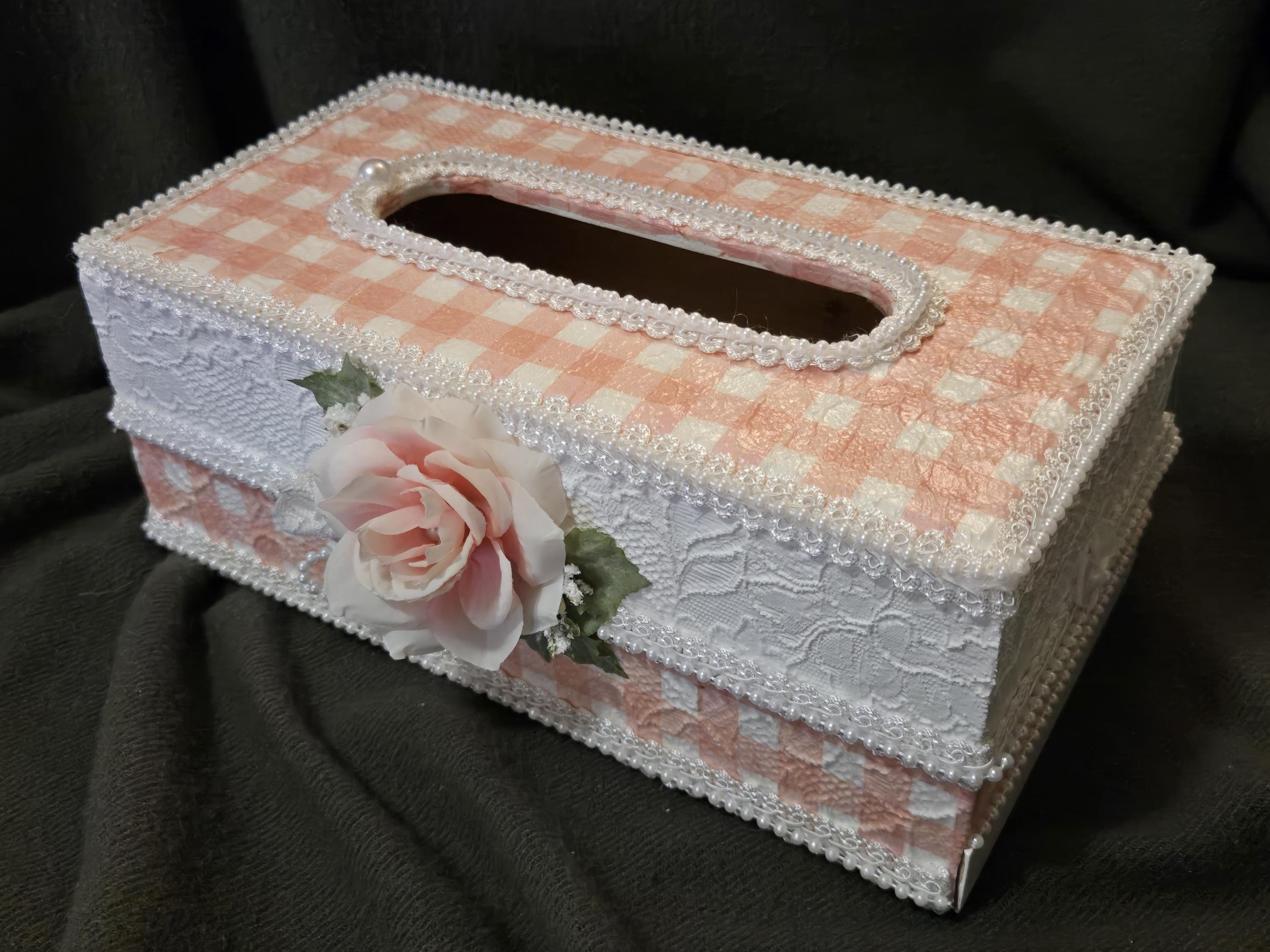 Tissue Box Cover, Wood Tissue Box Cover, Shabby Chic Tissue Box Cover ...