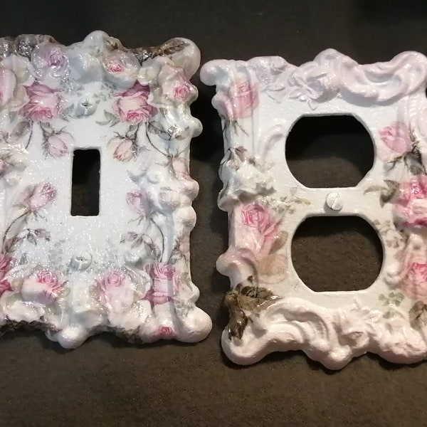 Shabby Chic Decor, Shabby Chic Switch Plate Covers, Switch Plate Covers, Floral Switch Plate Covers, Electrical Covers, Shabby Chic