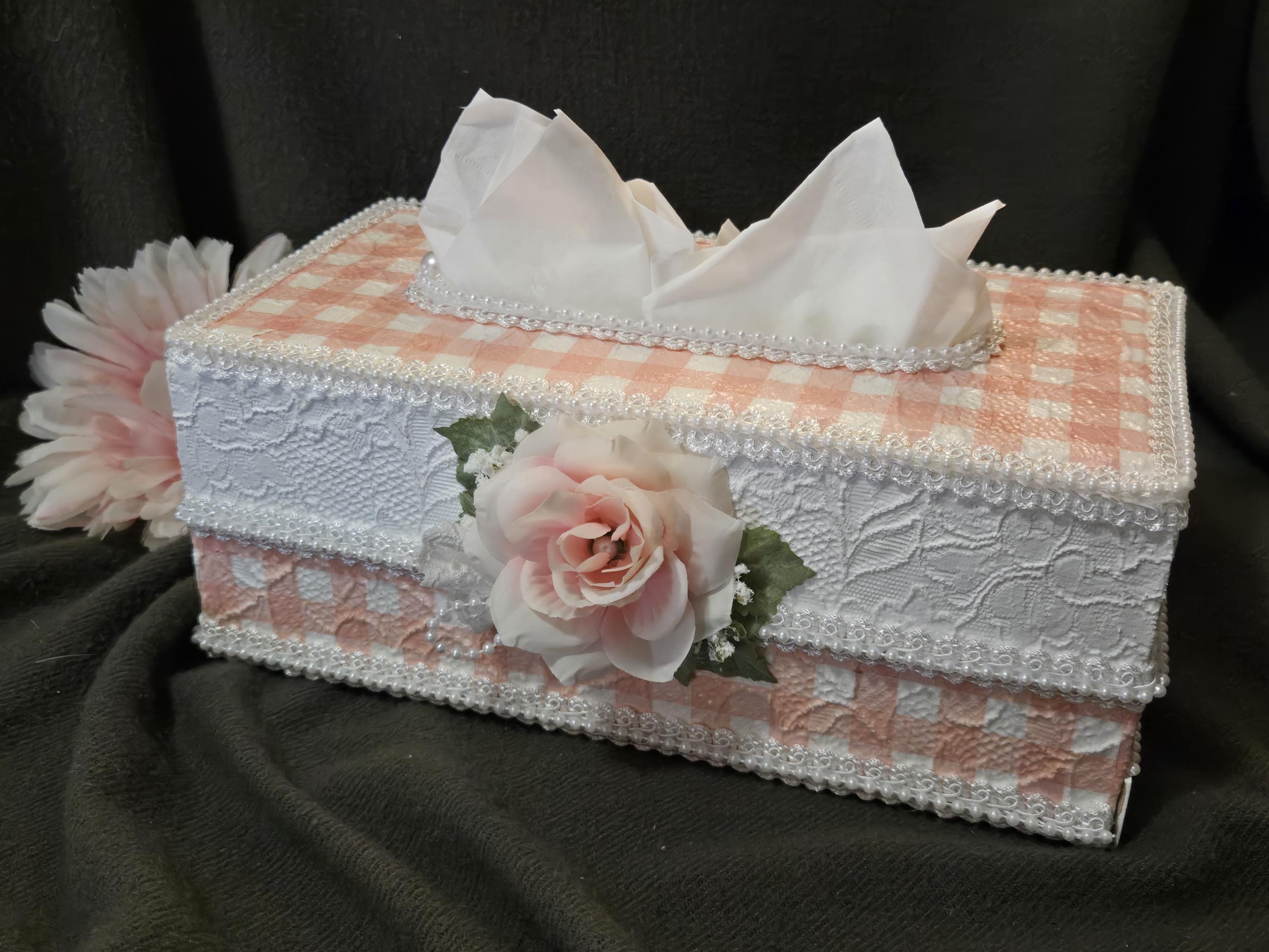 Tissue Box Cover, Wood Tissue Box Cover, Shabby Chic Tissue Box Cover ...