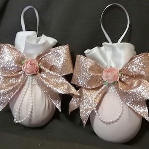 Christmas Ornaments, Shabby Chic Decor, Shabby Chic Christmas Ornaments, Blush Christmas Ornaments, Pink Christmas Ornaments