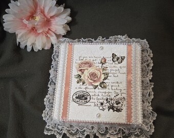 Floral Wall Hanging,  Shabby Chic Decor,  Shabby Chic Bathroom,  Wood Wall Hanging,  Shabby Chic Floral Wall Hanging