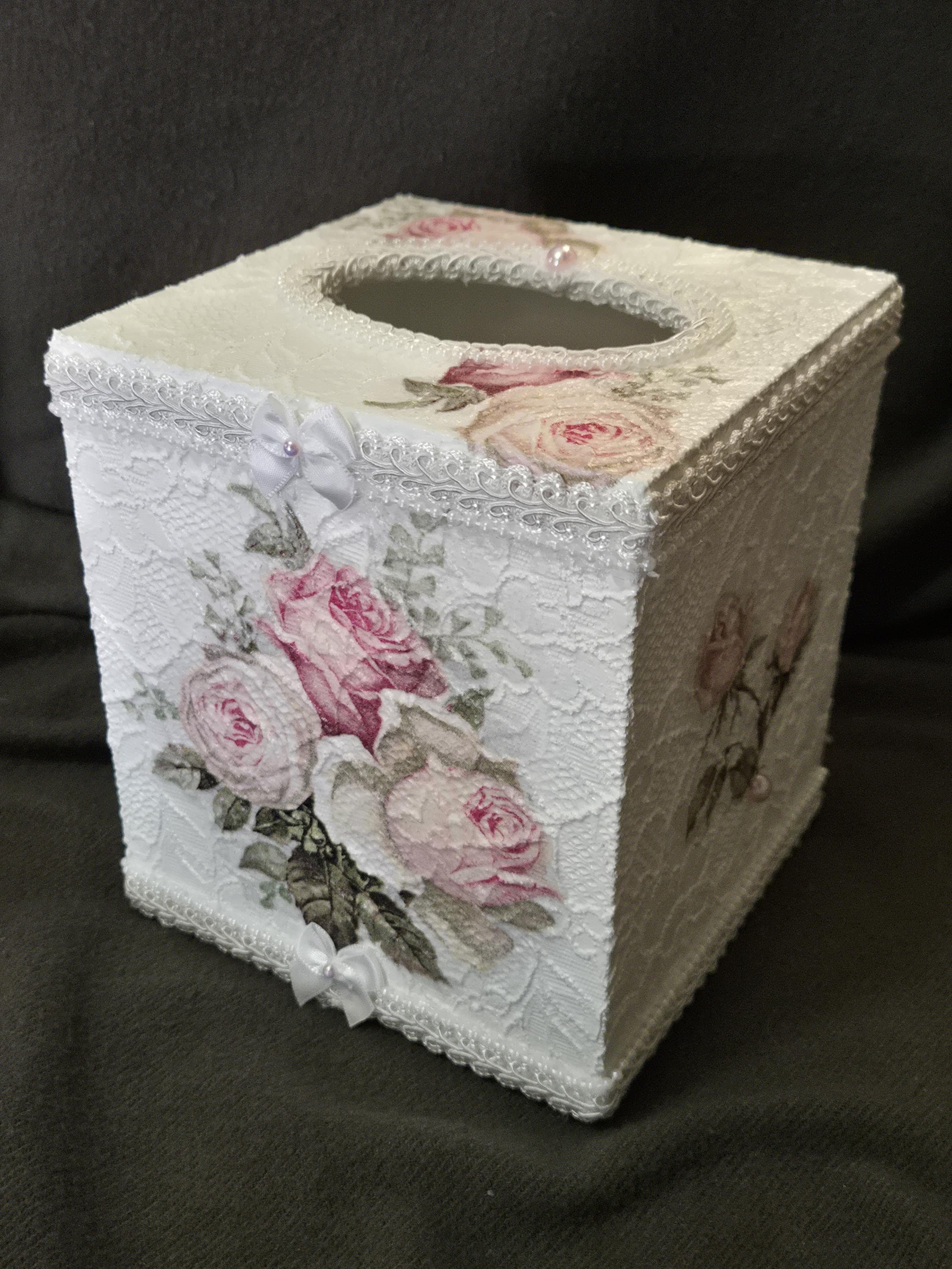 Tissue Box Cover, Shabby Chic Decor, Shabby Chic Bathroom, Square ...