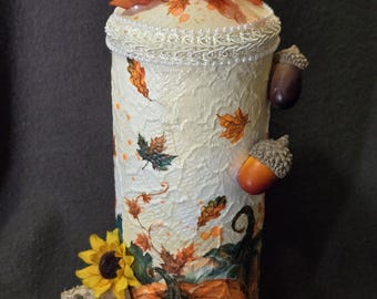 Pillar Candle, Autumn Pillar Candle, Shabby Chic Pillar Candle, Decorative Pillar Candle,  Halloween Pillar Candle, Shabby Chic Decor