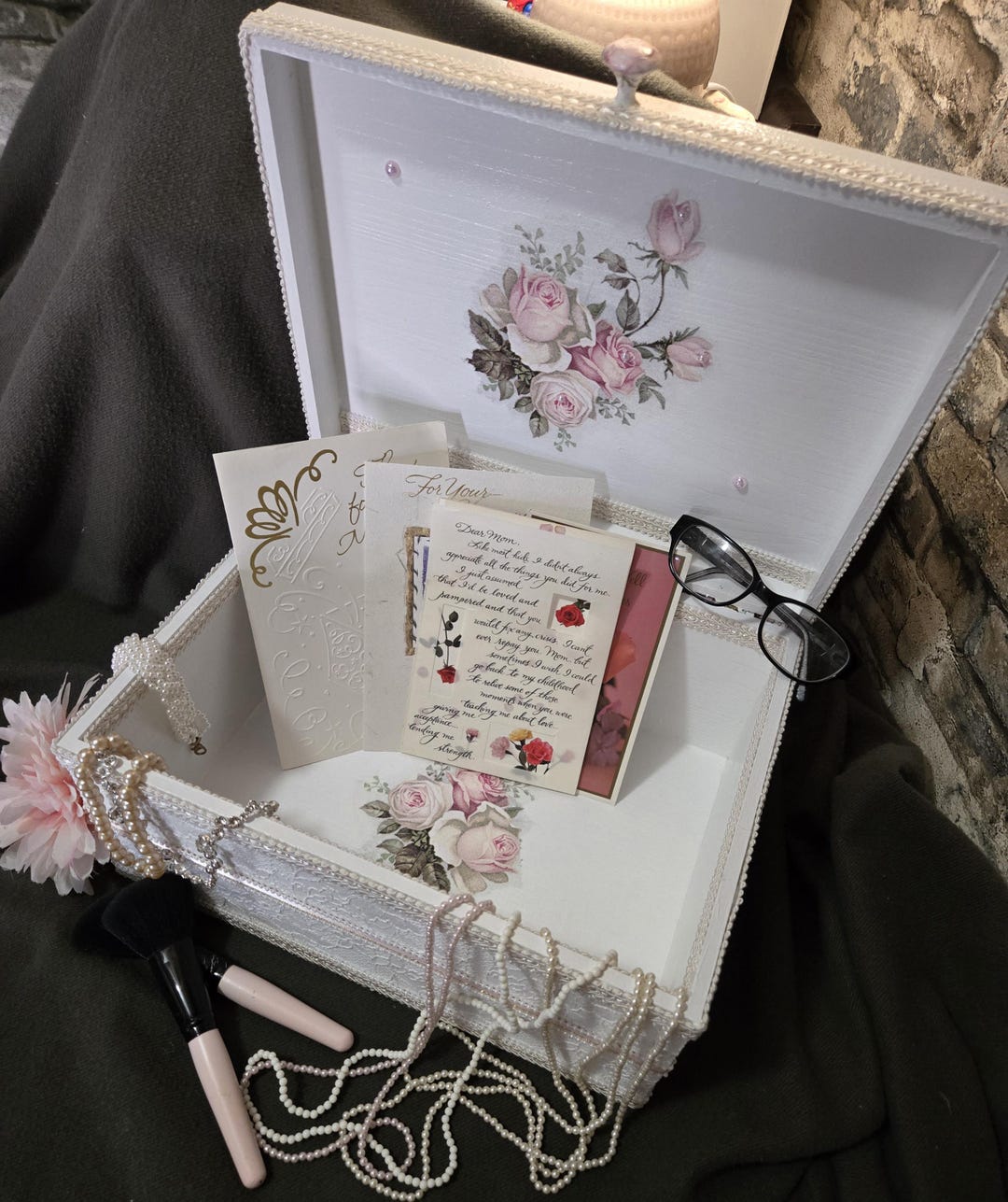 Large Wood Jewellery Box, Shabby Chic Jewellery Box, Memory Box, Shabby ...
