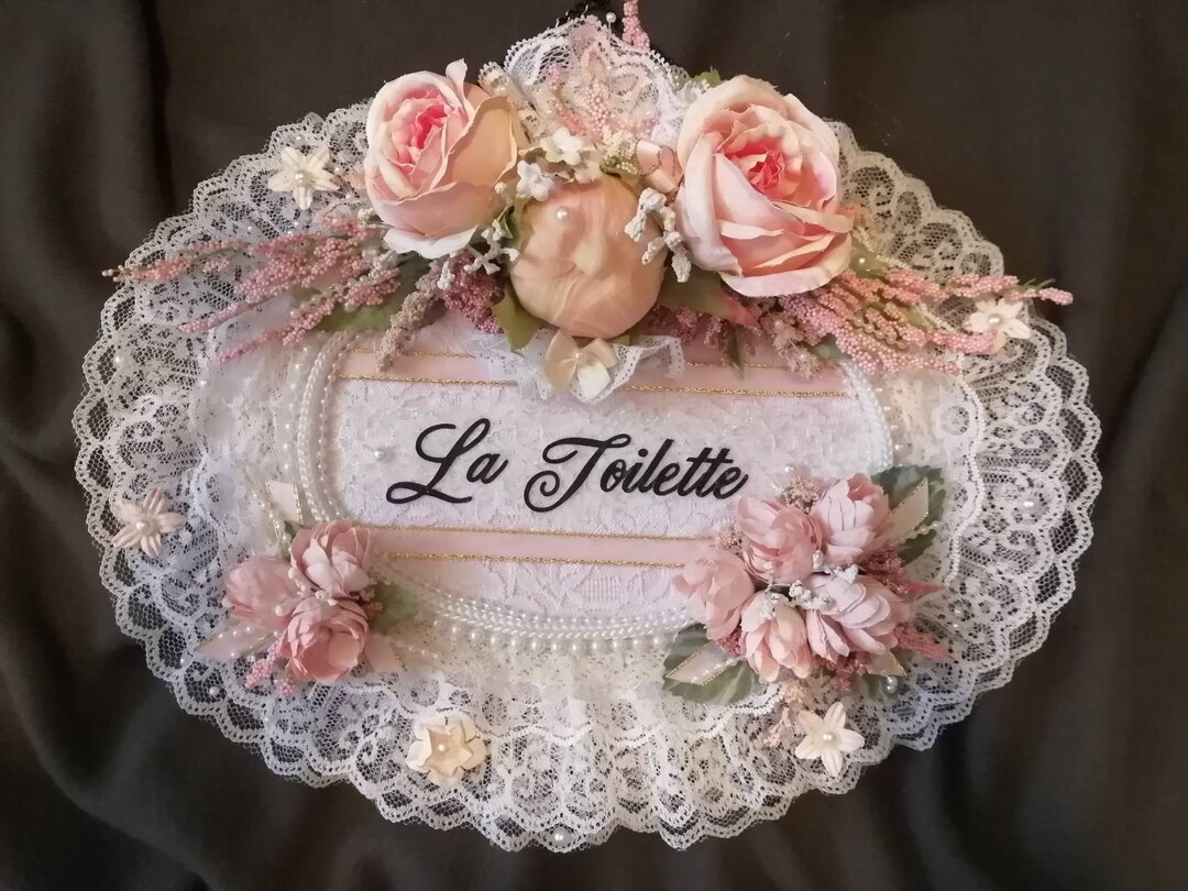 Shabby Chic Decor, Shabby Chic Bathroom, Wall Hanging, La Toilette Sign