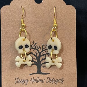 Mini Glow in the Dark Skull and Bones Halloween Clay Earrings