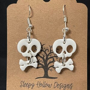 Skull and Bones Halloween Clay Earrings
