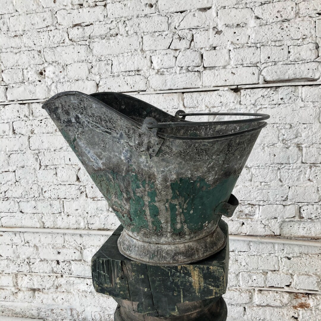 Vintage Galvanized Steel Coal Bucket Etsy