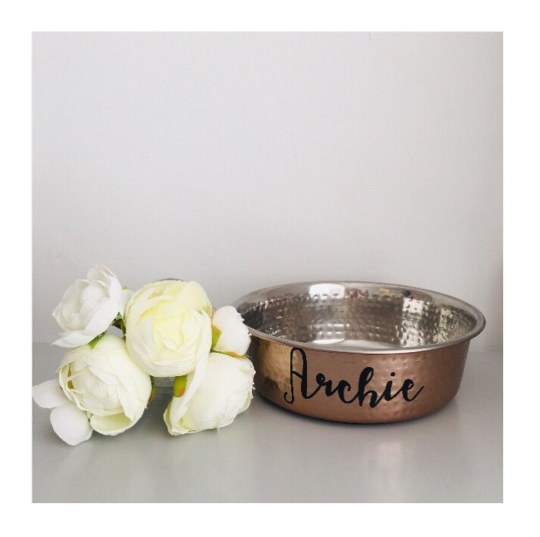 Personalised Copper Pet Bowl Henry Cat Bowl Dog Bowl Non Skid Pet Bowl