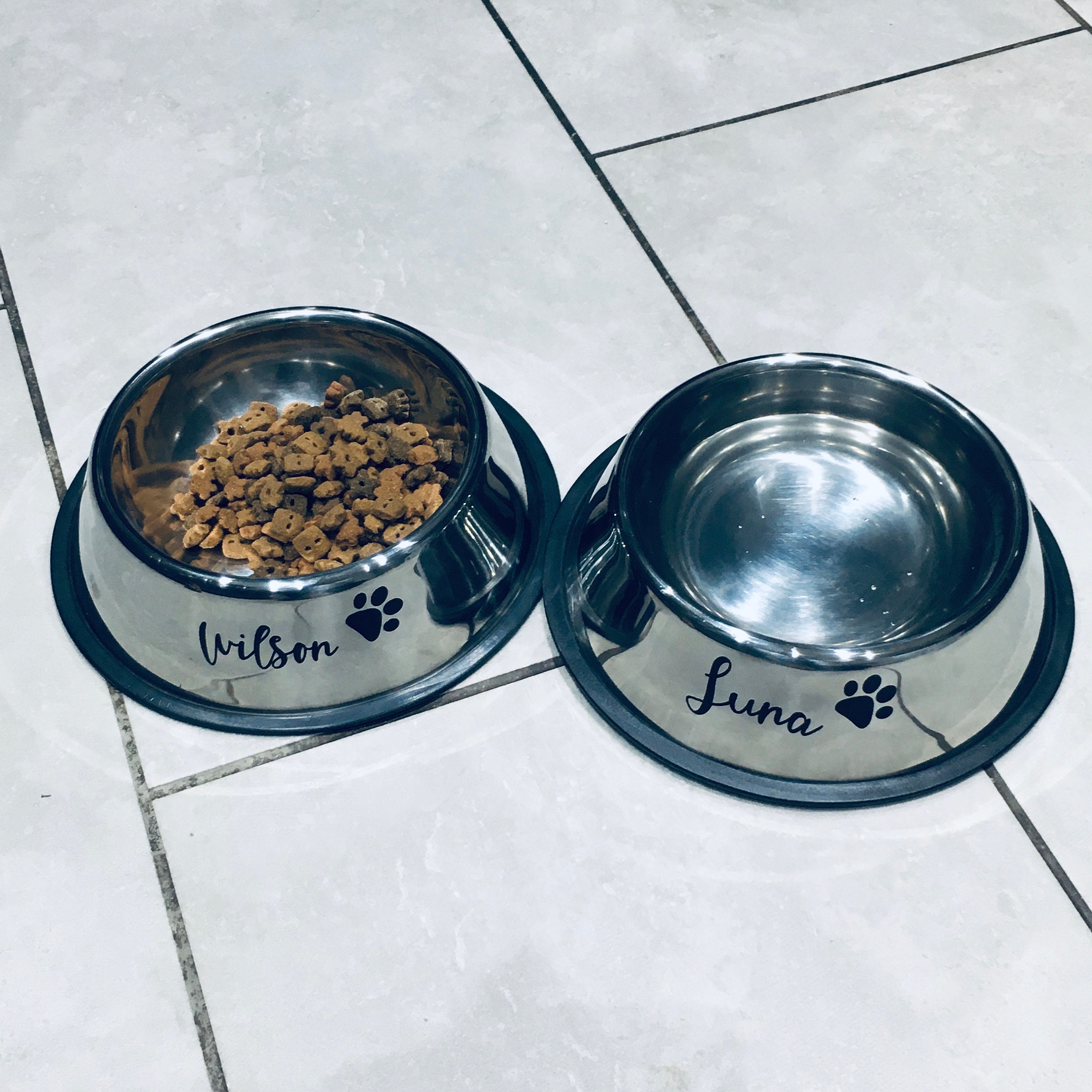 Personalised Silver Stainless Steel Pet Bowl Non Skid